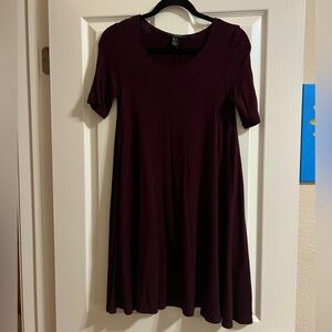 Forever 21 Red Puff Sleeve A-Line Midi Dress